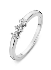 Witgouden ring, 0.15 ct diamant, Hearts & Arrows