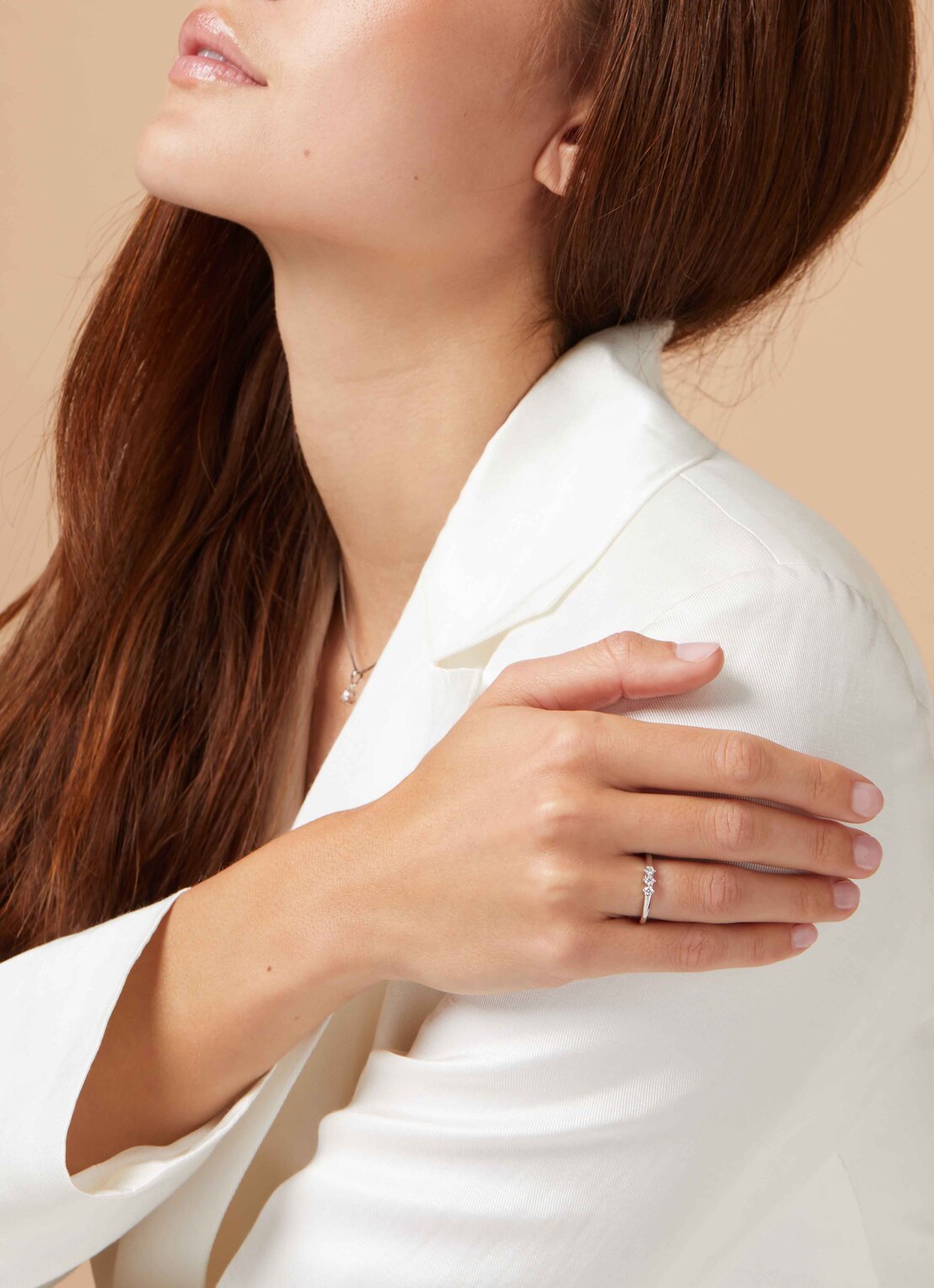 Witgouden ring, 0.15 ct diamant, Hearts & Arrows