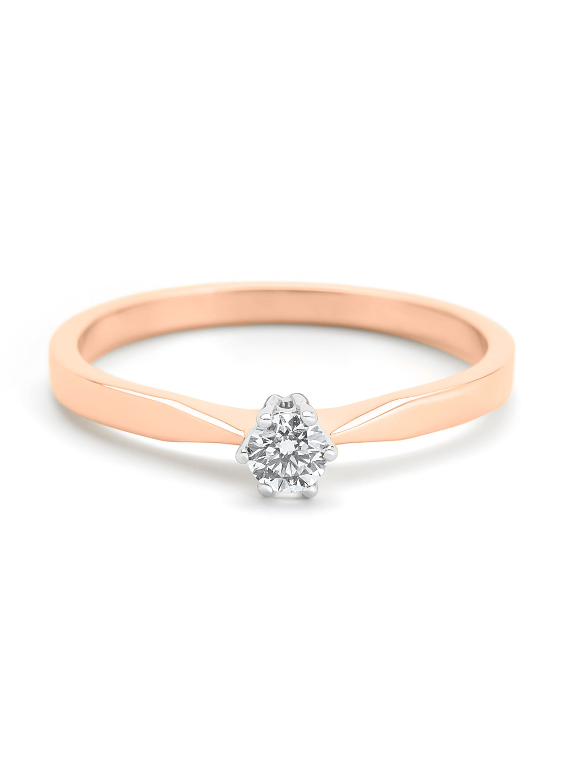 Roségouden solitairring, 0.14 ct diamant, Groeibriljant