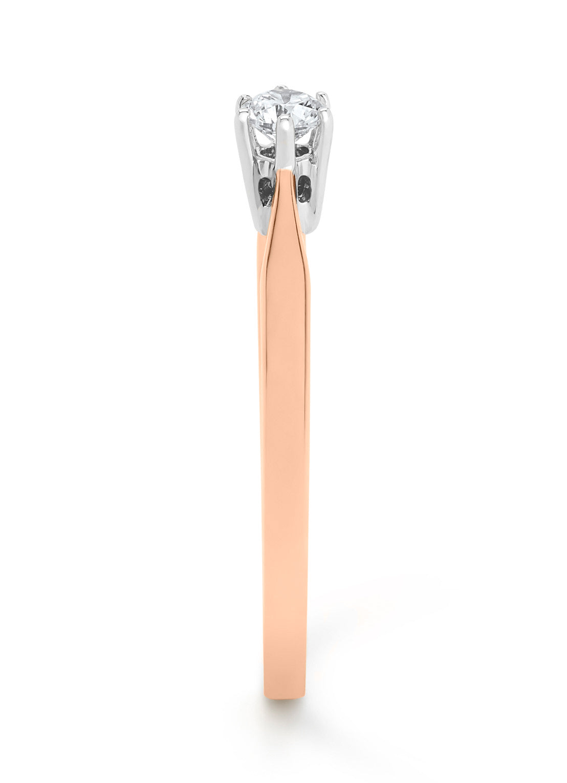 Roségouden solitairring, 0.14 ct diamant, Groeibriljant