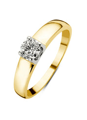 Yellow gold solitary ring, 0.46 ct diamond, Groeibriljant