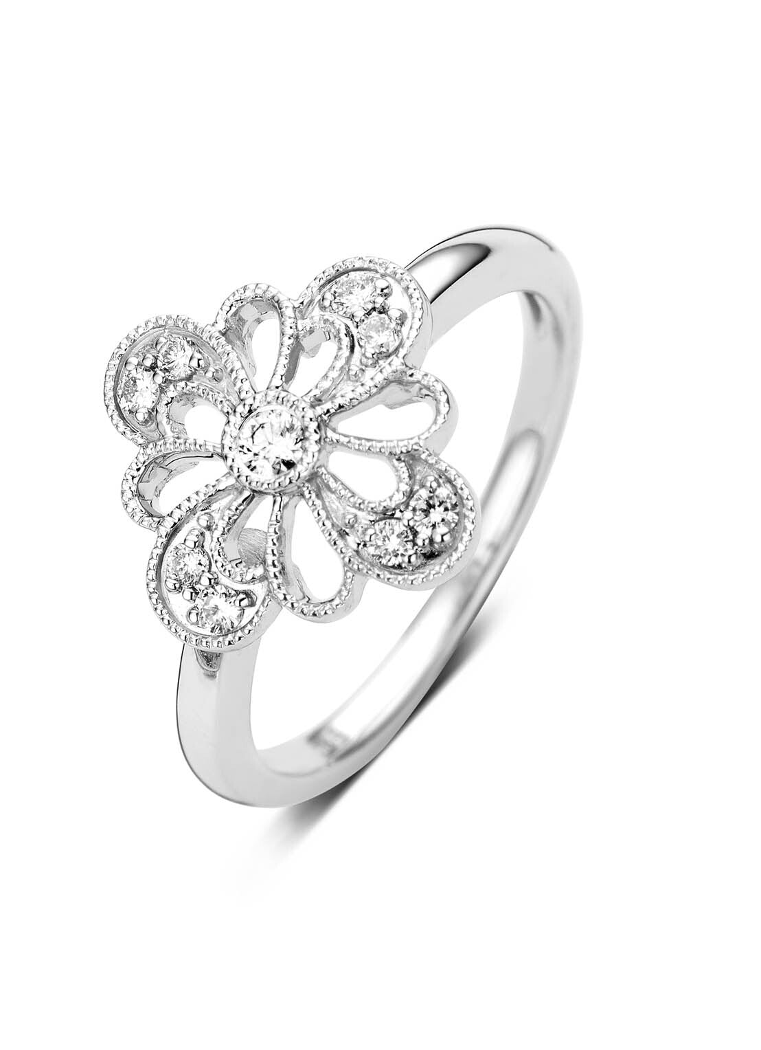 White gold ring, 0.15 CT Diamant, Since 1904