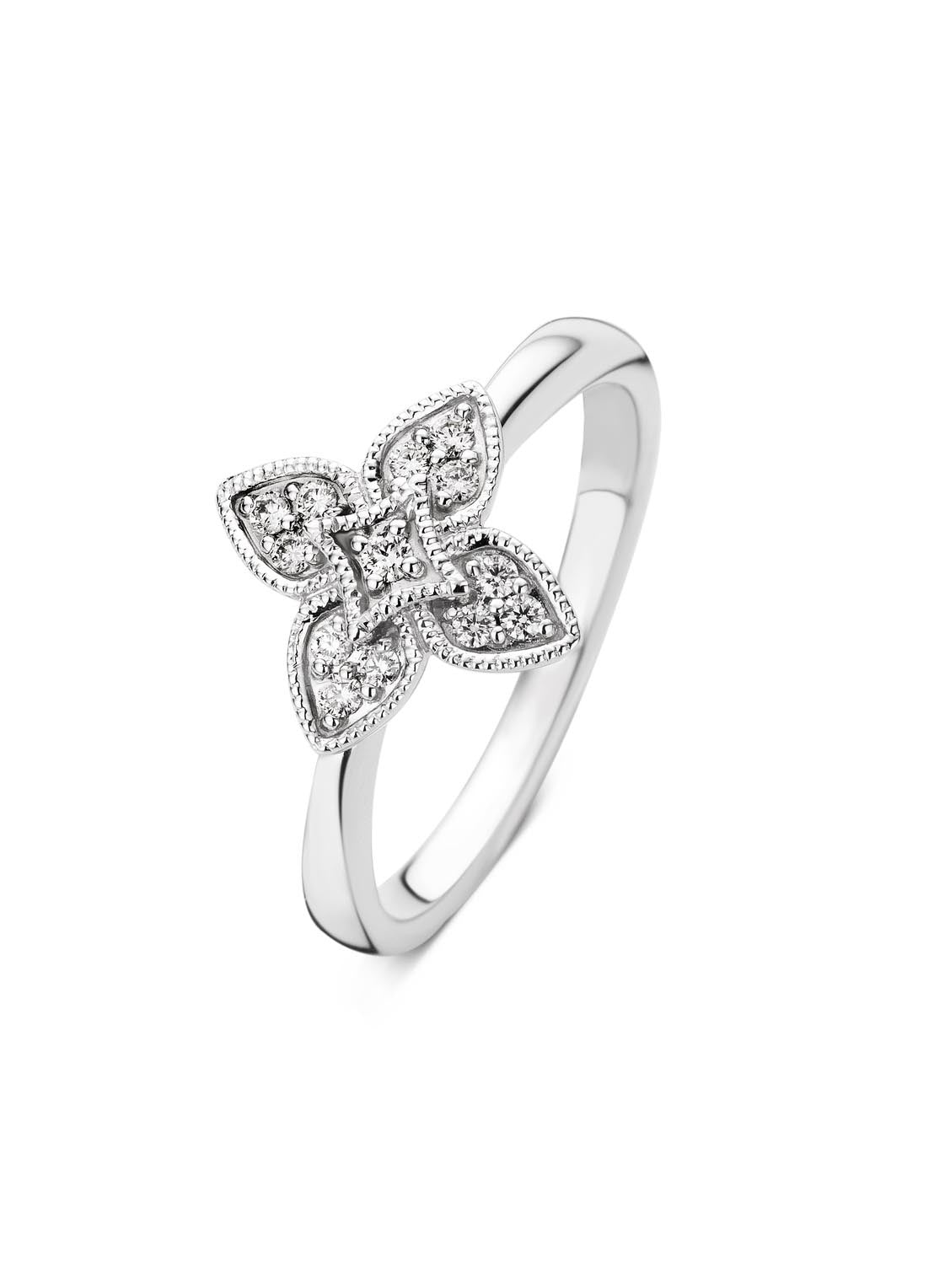 White gold ring, 0.13 CT Diamant, Since 1904