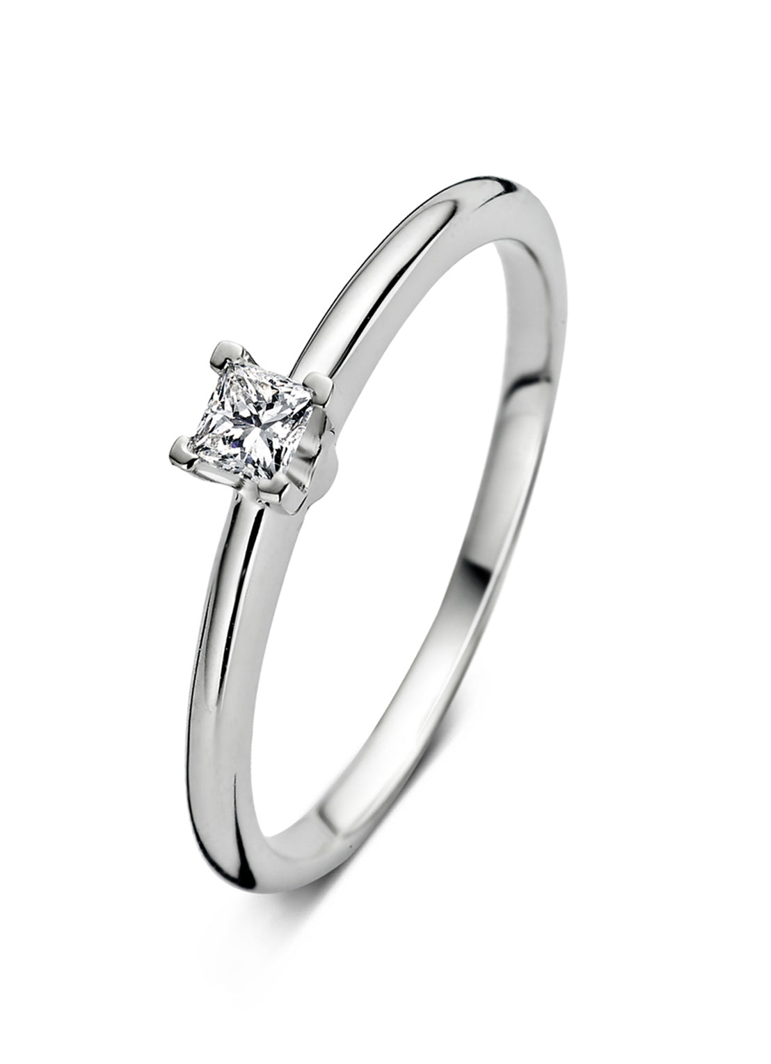 Witgouden ring, 0.14 ct diamant, Solitair