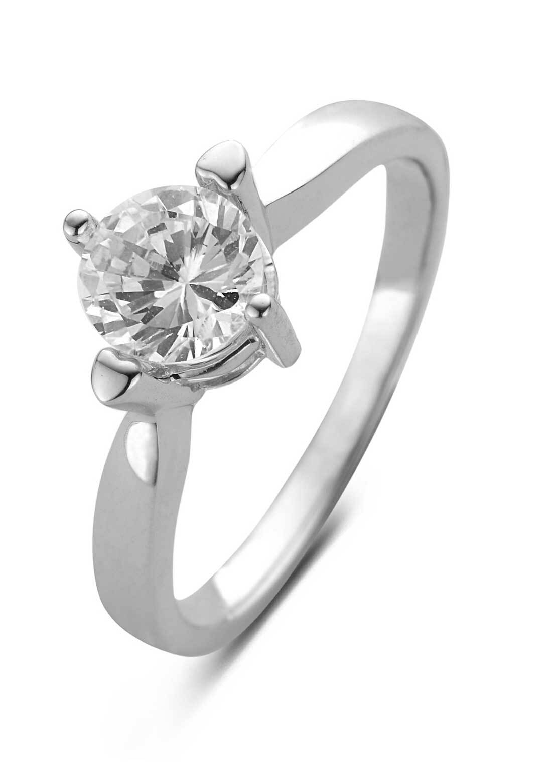 Witgouden ring, 1.24 ct diamant, Hearts & Arrows
