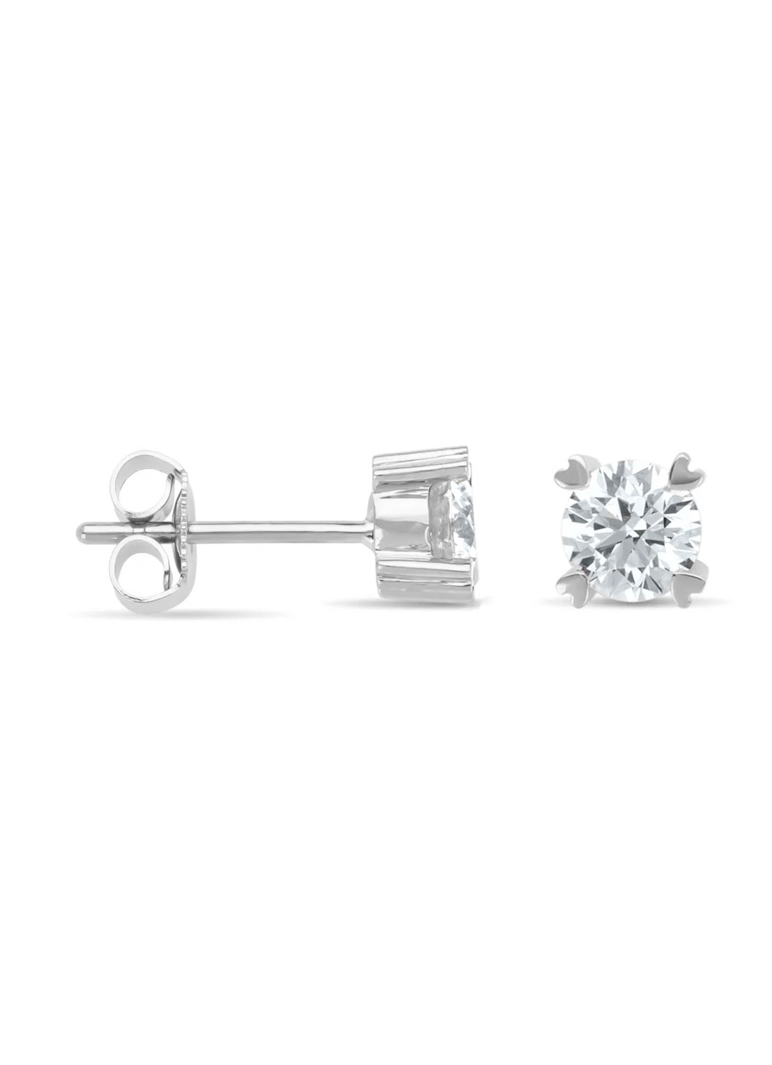 White gold ear jewelry, 1.00 ct diamond, hearts & arrows
