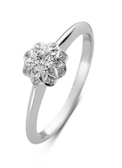 Witgouden ring, 0.19 ct diamant, Hearts & Arrows