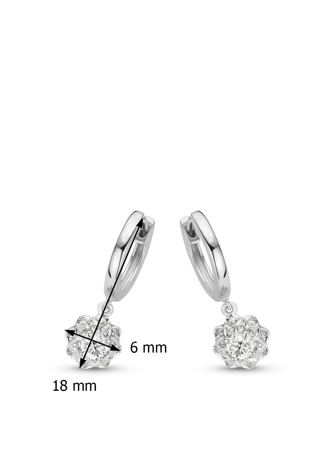 White gold ear jewelry, 0.36 CT Diamond, Hearts & Arrows