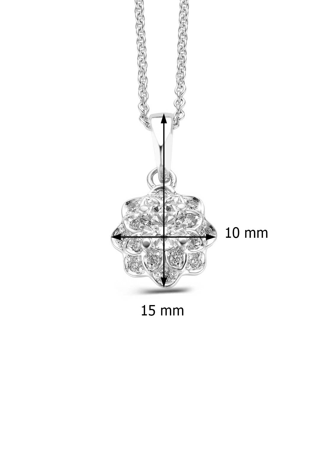White gold pendant, 0.43 CT Diamant, Hearts & Arrows