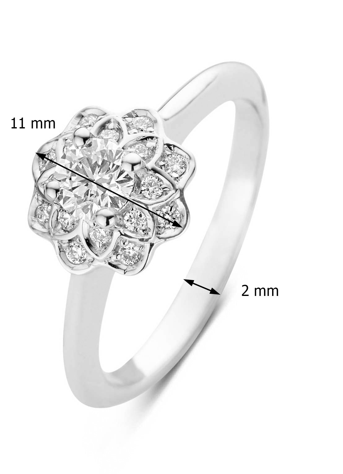 White gold ring, 0.75 CT Diamant, Hearts & Arrows