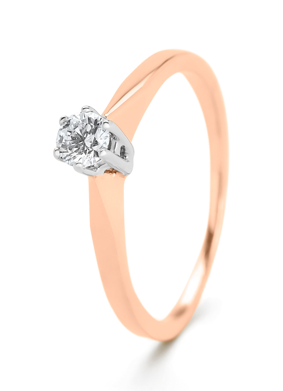 Roségouden solitair ring, 0.17 ct diamond, Groeibriljant