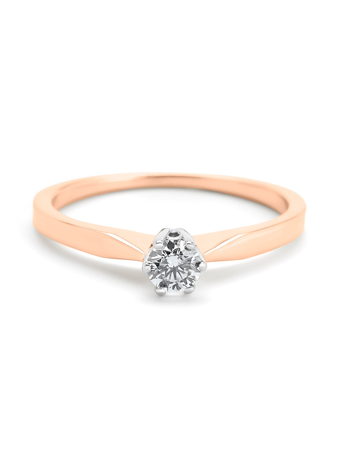 Roségouden solitair ring, 0.17 ct diamond, Groeibriljant