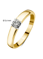 Golden solitary ring, 0.14 ct diamond, Groeibriljant