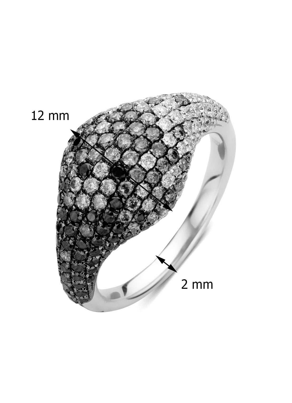 White gold ring, 1.63 CT Diamant, Black