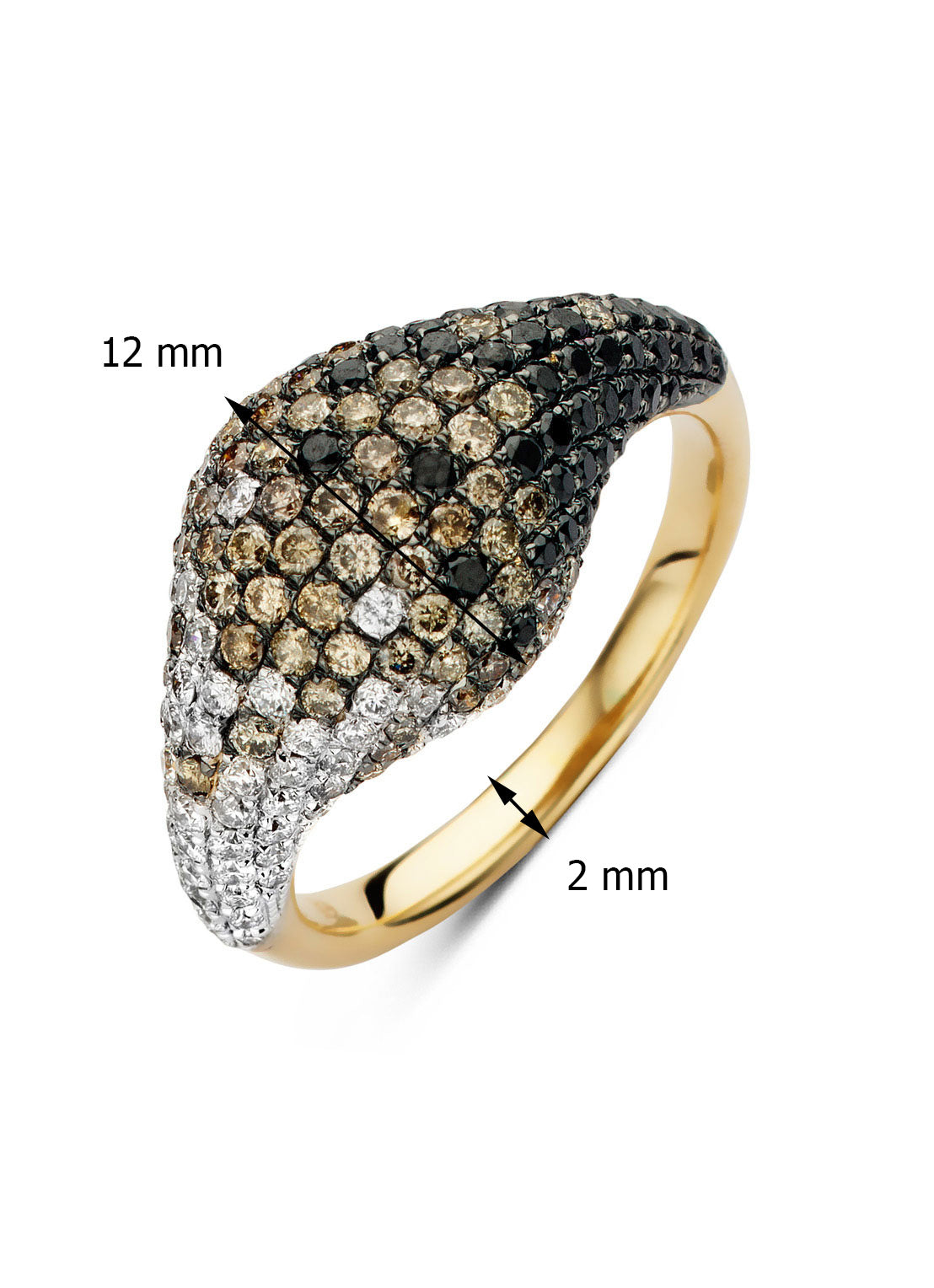 Yellow gold ring, 1.61 CT Diamant, Black