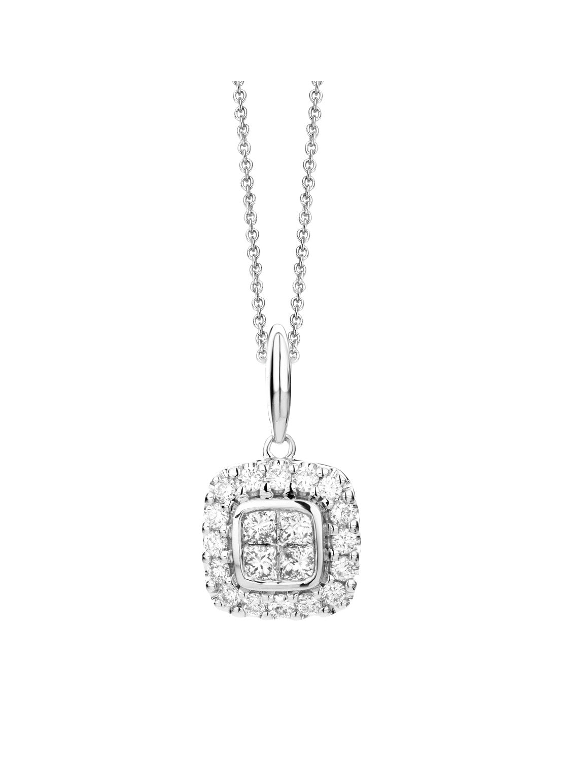 Witgouden hanger, 0.67 ct diamant, Fourever
