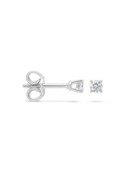White gold solitary ear plugs, 0.14 ct diamond, Groeibriljant