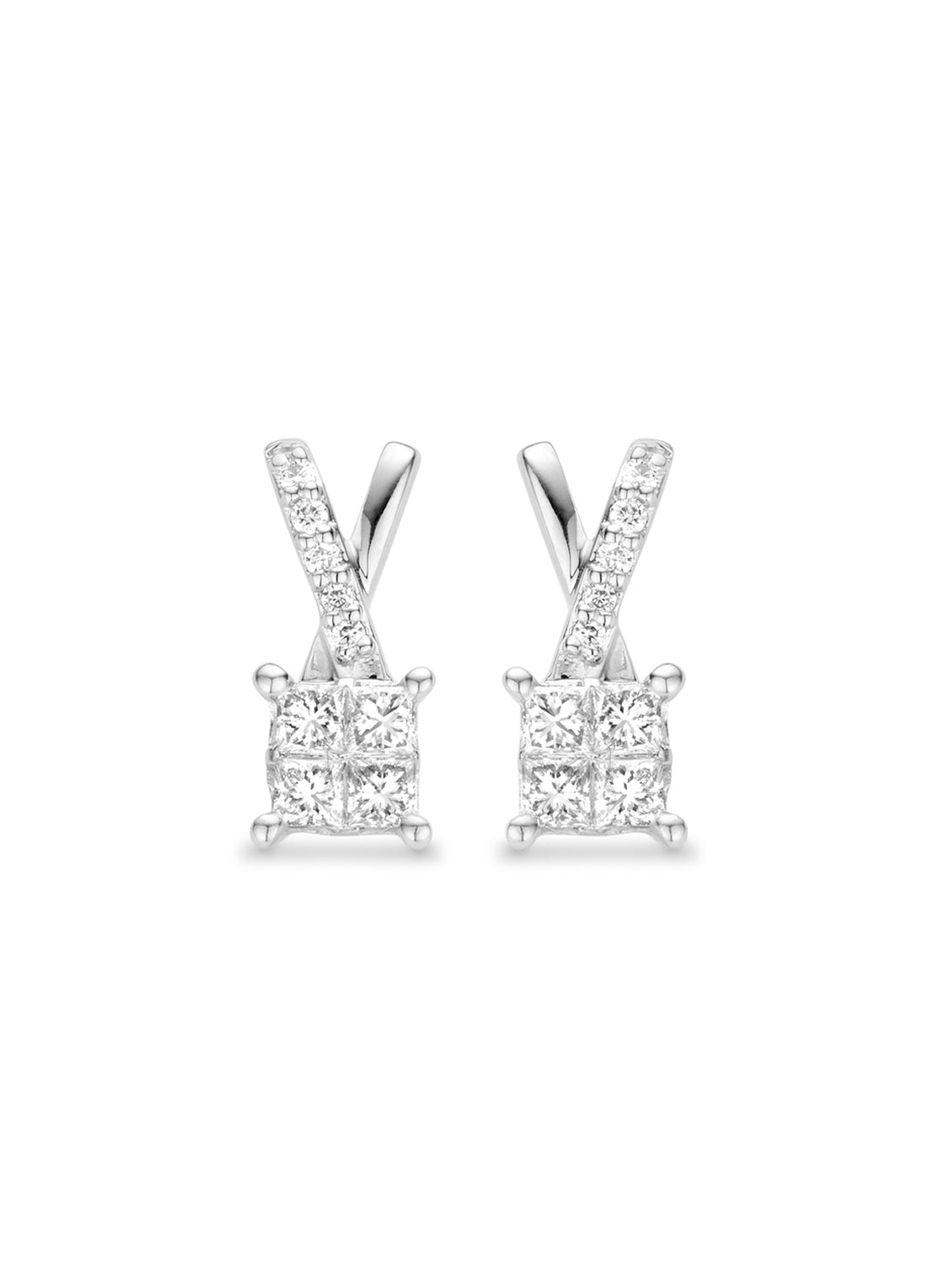 White gold ear jewelry, 0.54 CT Diamond, Fourever