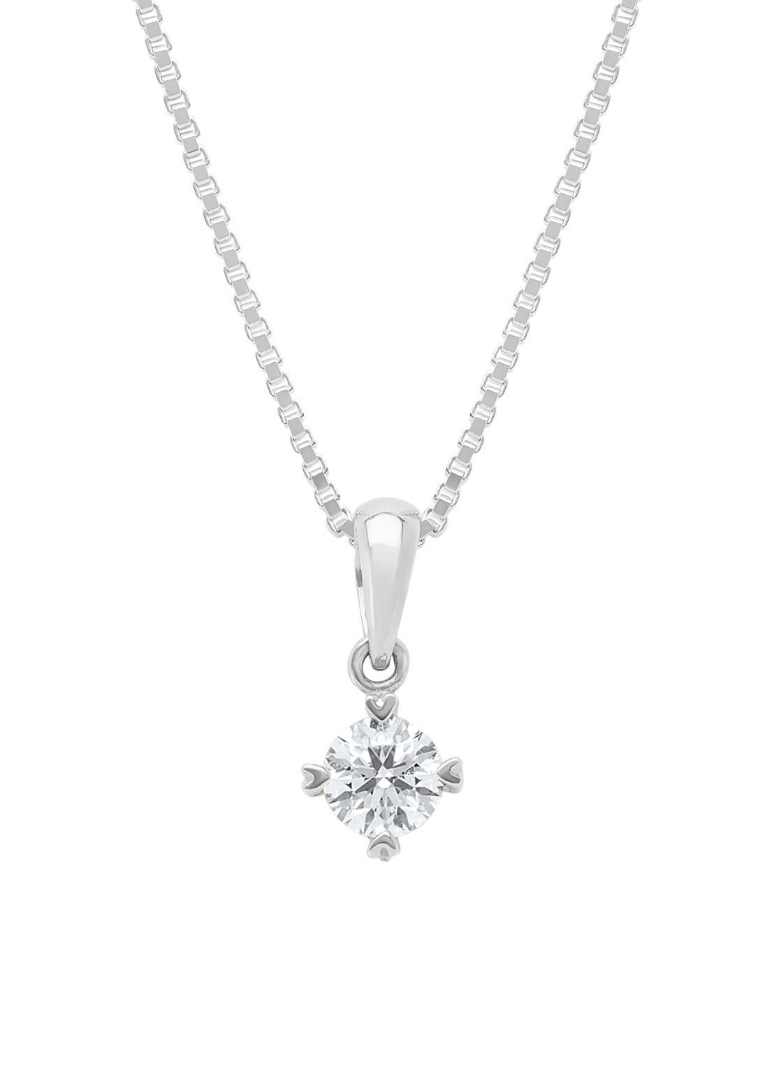 Witgouden hanger, 0.30 ct diamant, Hearts & Arrows