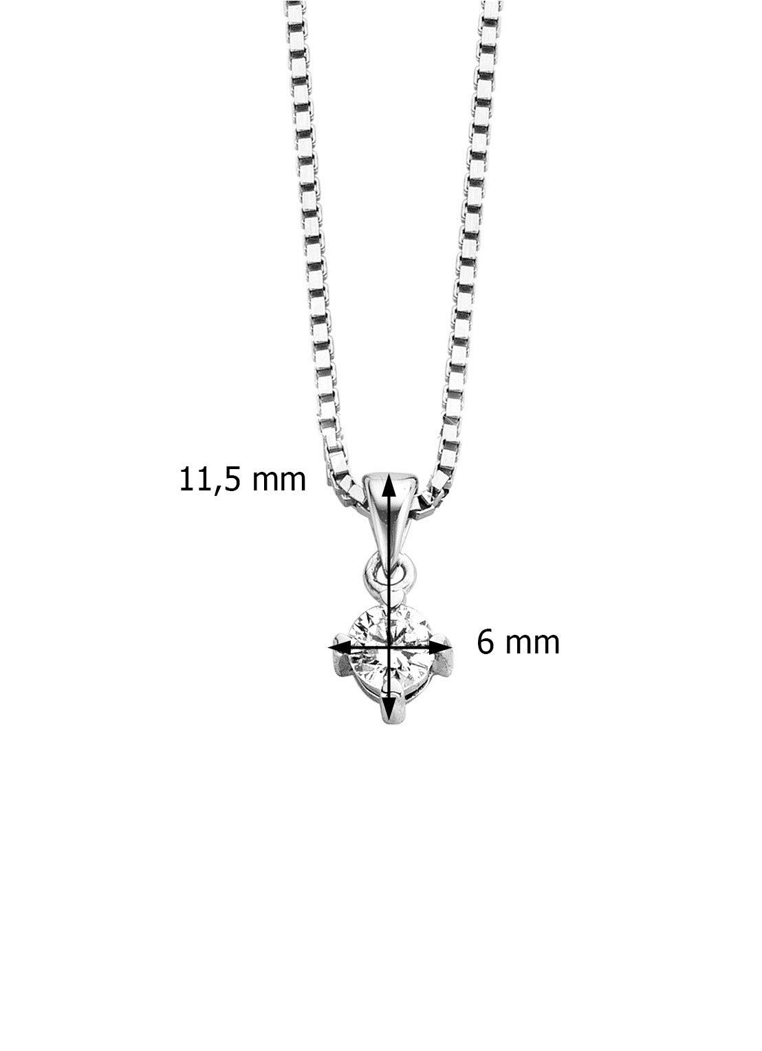 Witgouden hanger, 0.30 ct diamant, Hearts & Arrows