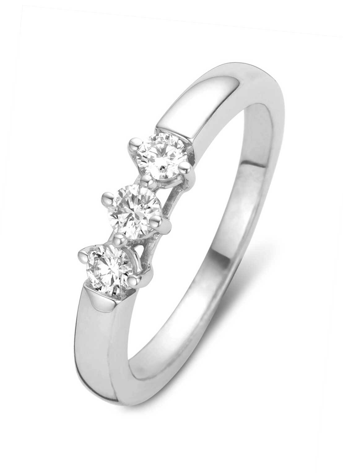 Witgouden ring, 0.30 ct diamant, Hearts & Arrows