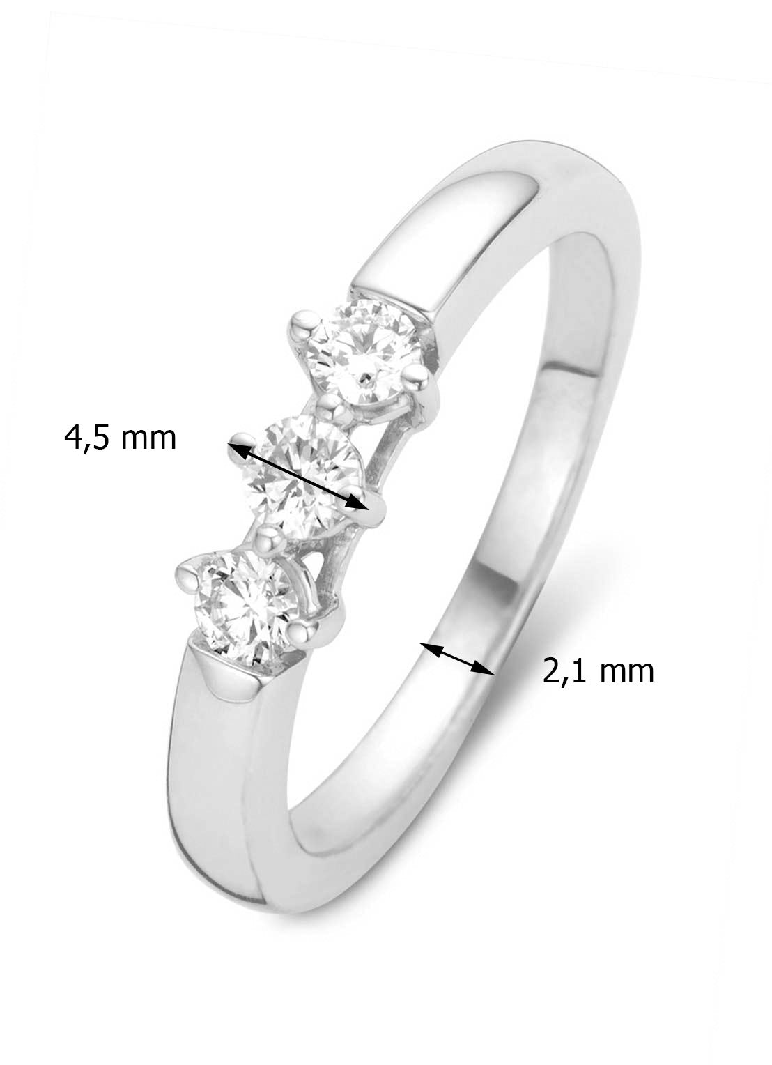 Witgouden ring, 0.30 ct diamant, Hearts & Arrows