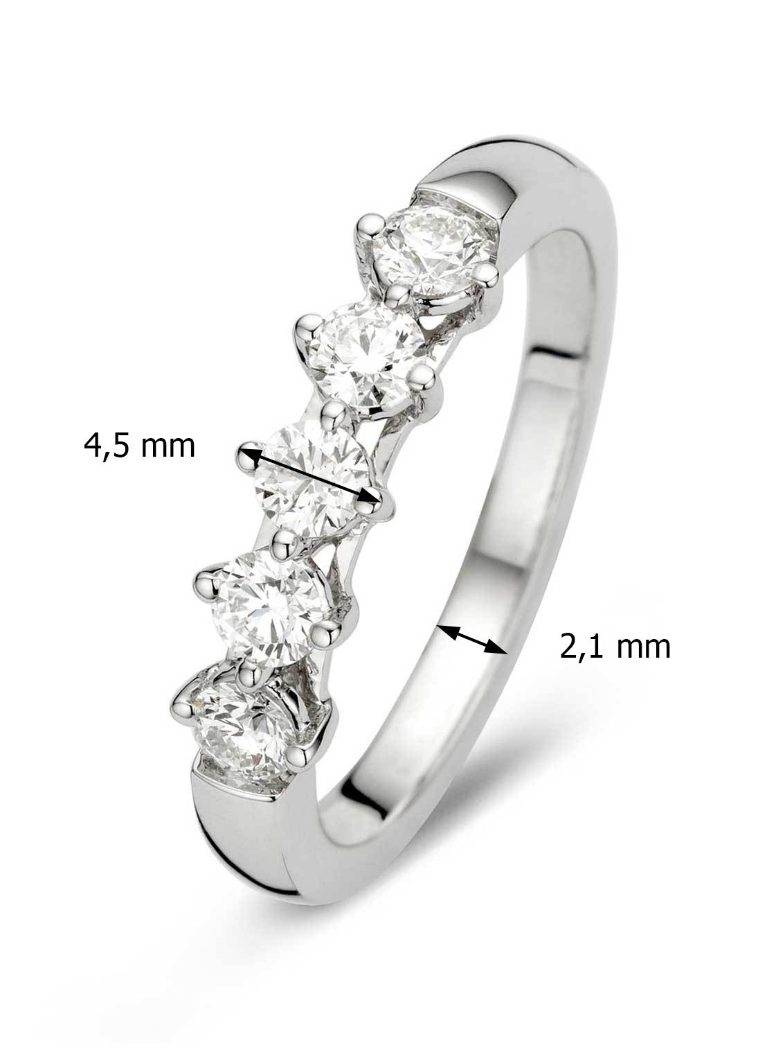 Witgouden ring, 0.50 ct diamant, Hearts & Arrows