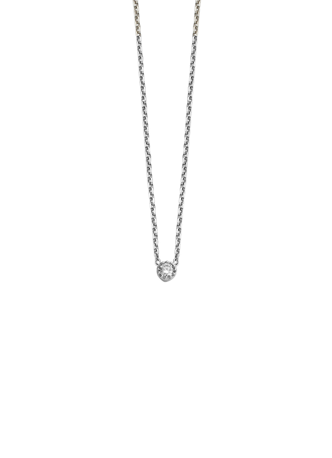 Witgouden collier, 0.05 ct diamant, Joy