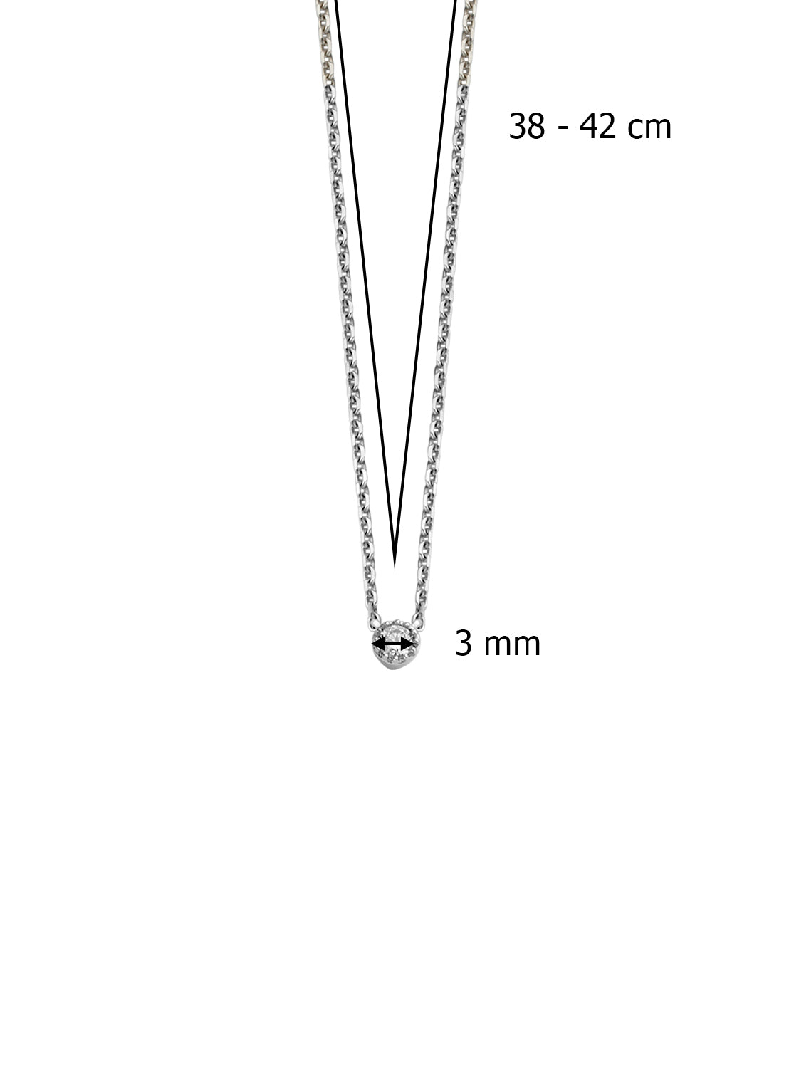 Witgouden collier, 0.05 ct diamant, Joy