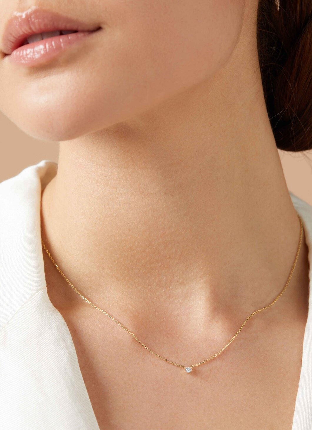 Geelgouden collier, 0.05 ct diamant, Joy