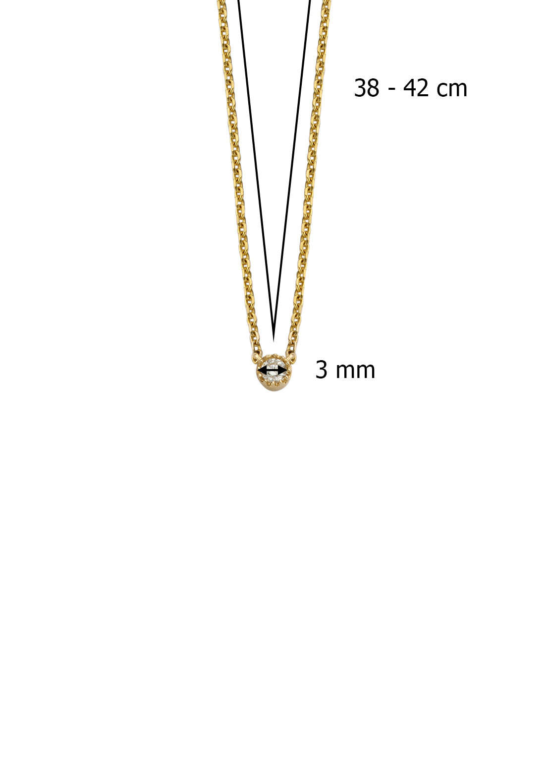 Geelgouden collier, 0.05 ct diamant, Joy