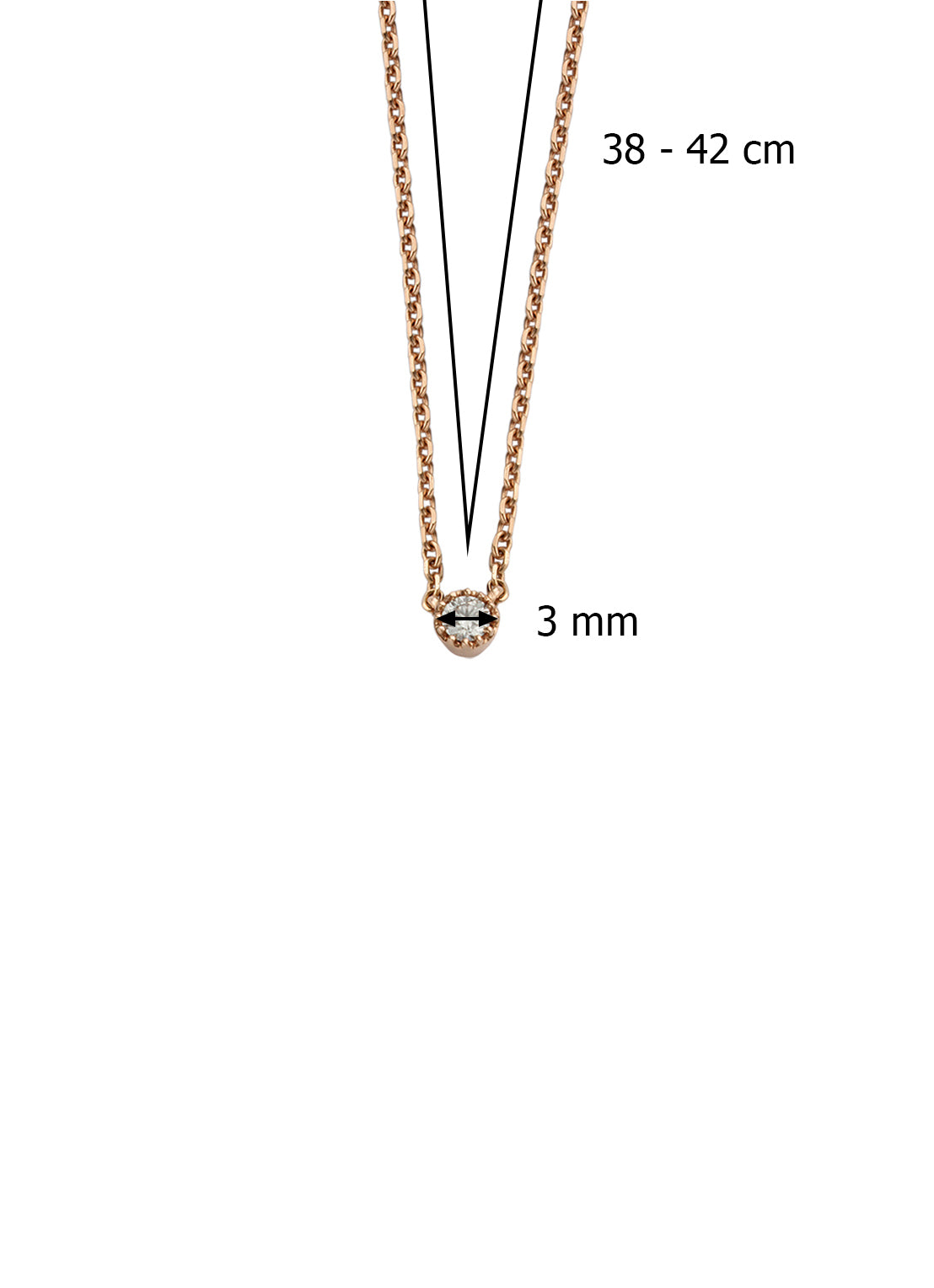 Roségouden collier, 0.05 ct diamant, Joy