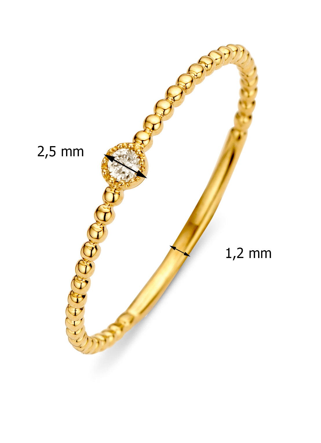 Yellow gold ring, 0.03 ct diamond, joy