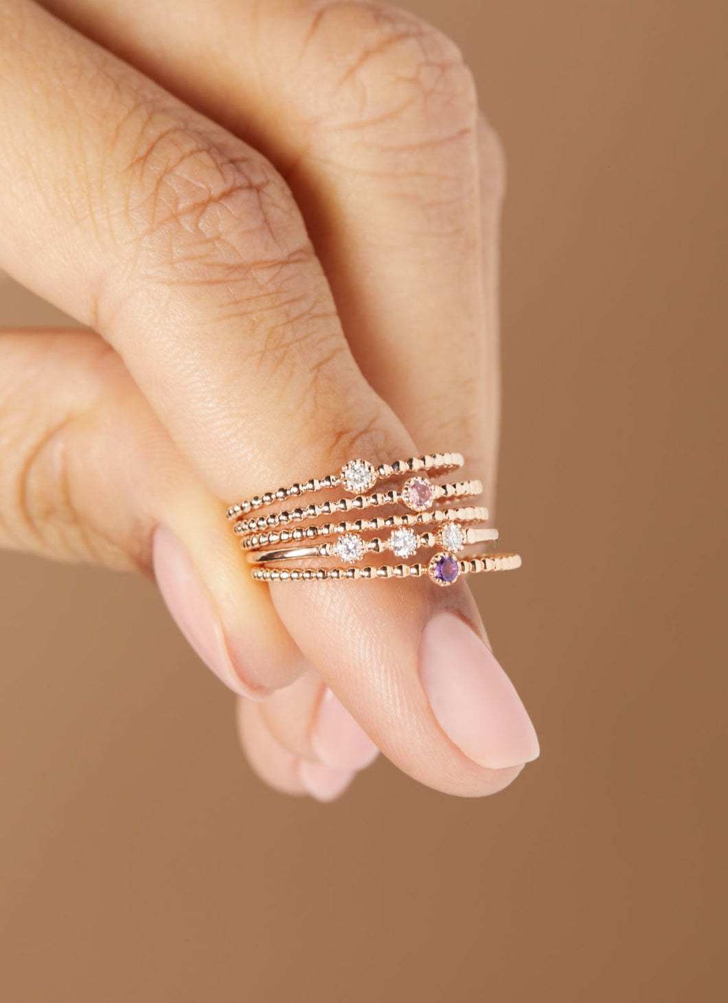 Roségouden ring, 0.03 ct diamant, Joy