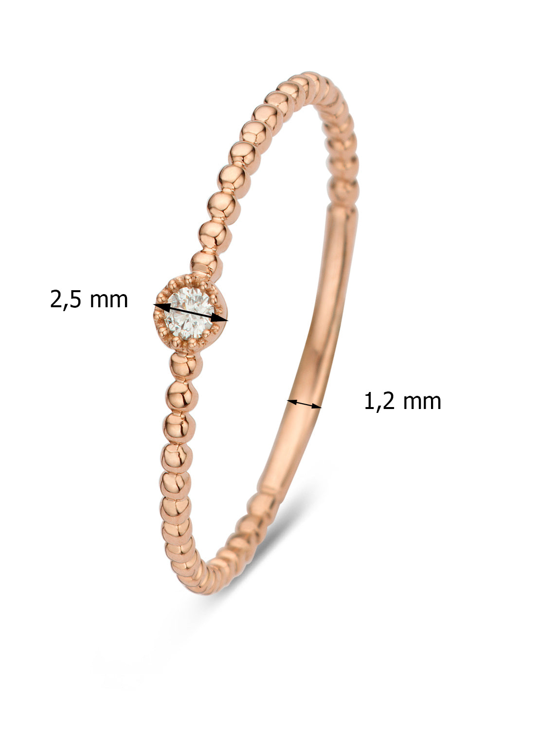 Roségouden ring, 0.03 ct diamant, Joy