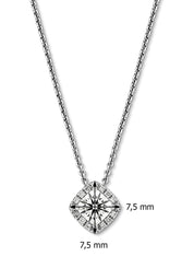 Witgouden hanger, 0.71 ct diamant, Hearts & Arrows