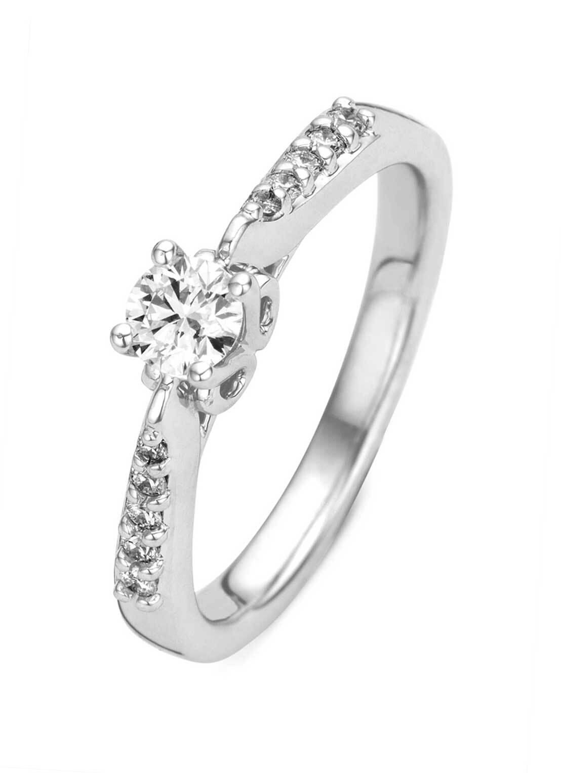 White gold ring, 0.73 CT Diamant, Hearts & Arrows