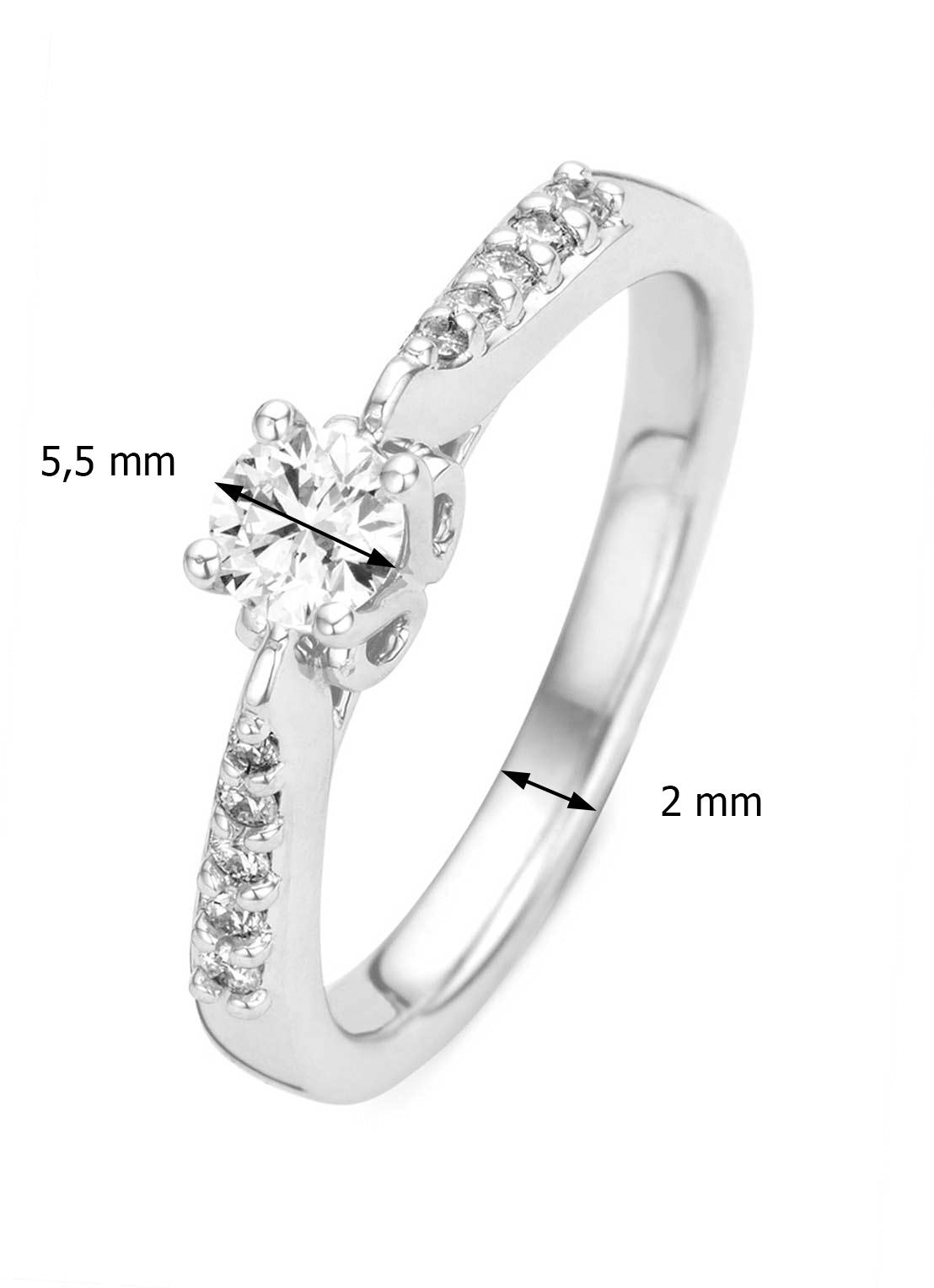 White gold ring, 0.73 CT Diamant, Hearts & Arrows