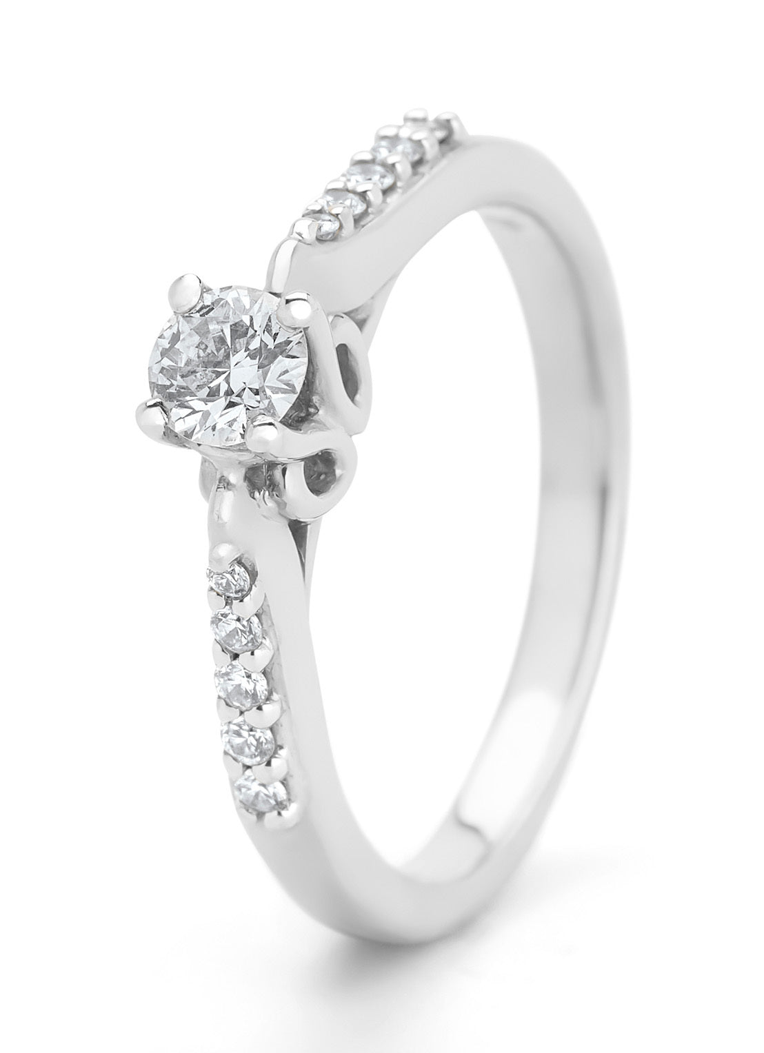 White gold ring, 0.35 CT Diamant, Hearts & Arrows
