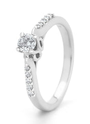 White gold ring, 0.35 CT Diamant, Hearts & Arrows