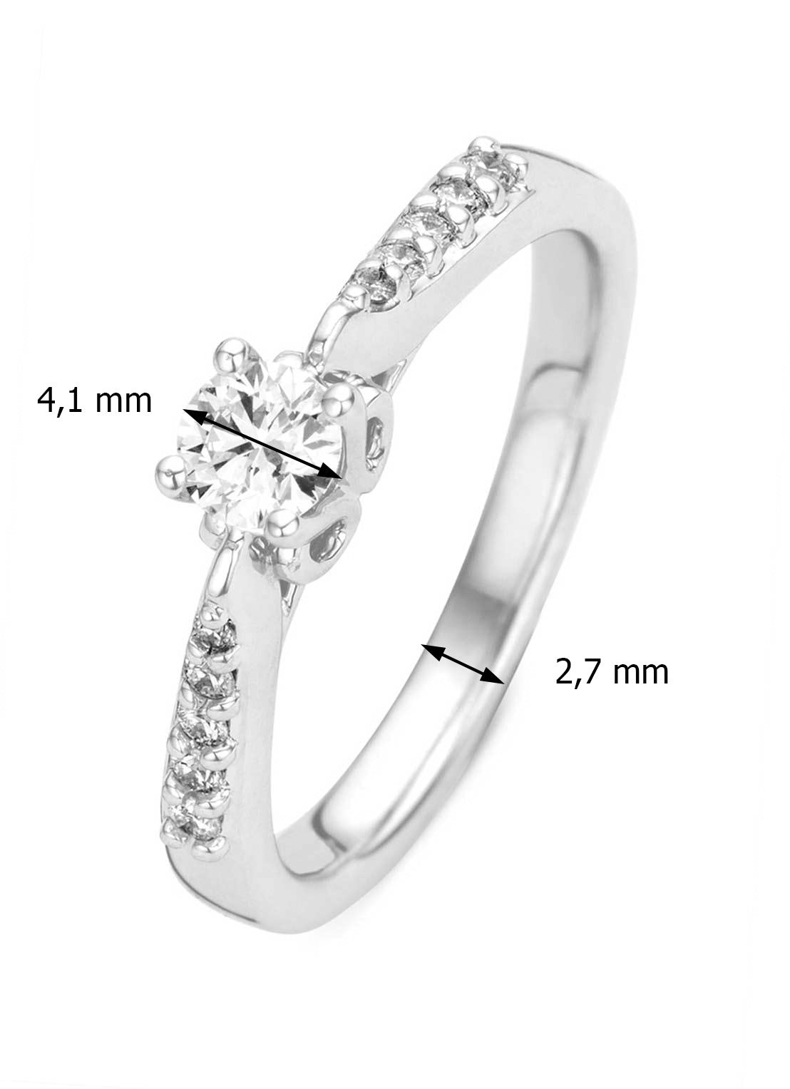 Witgouden ring, 0.35 ct diamant, Hearts & Arrows