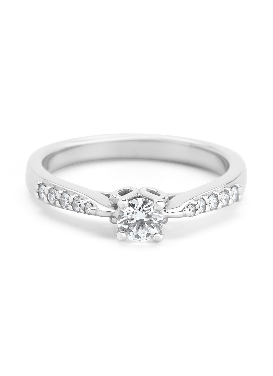 Witgouden ring, 0.35 ct diamant, Hearts & Arrows