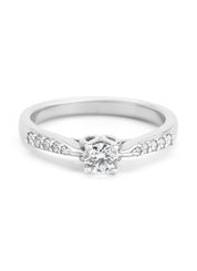 White gold ring, 0.35 CT Diamant, Hearts & Arrows