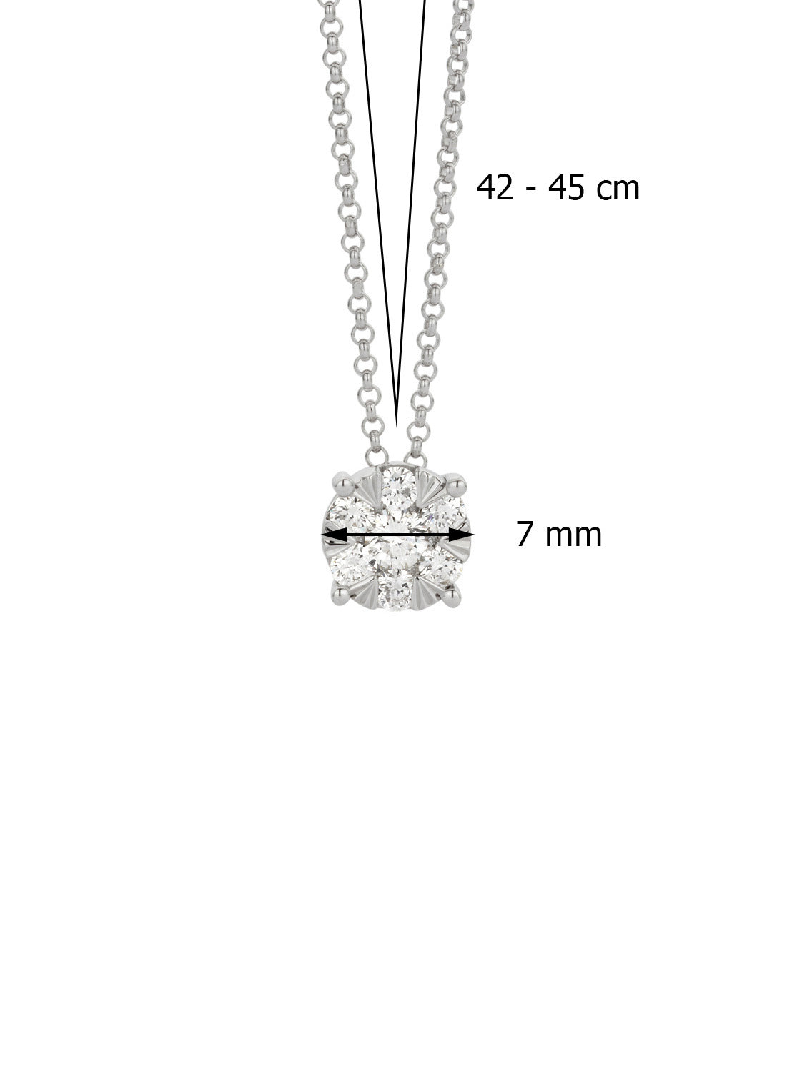 White gold pendant, with necklace 0.37 ct diamond, enchanted