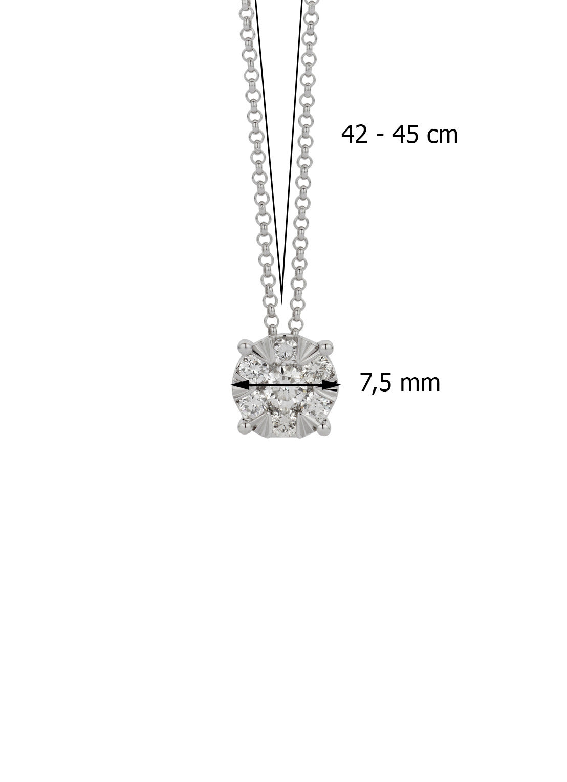 White gold pendant with necklace, 0.46 CT Diamond, Enchanted