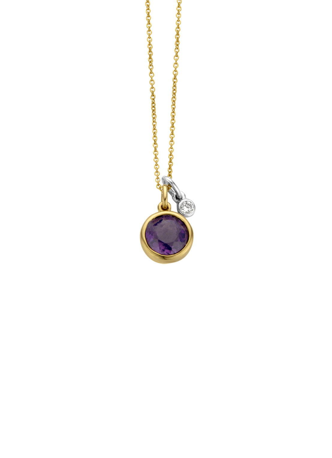 Birthstones geelgouden collier amethist, Februari