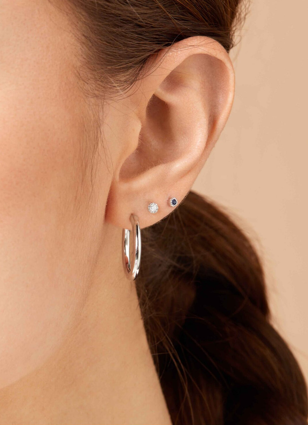 White gold ear jewelry, 0.06 CT Diamant, Joy