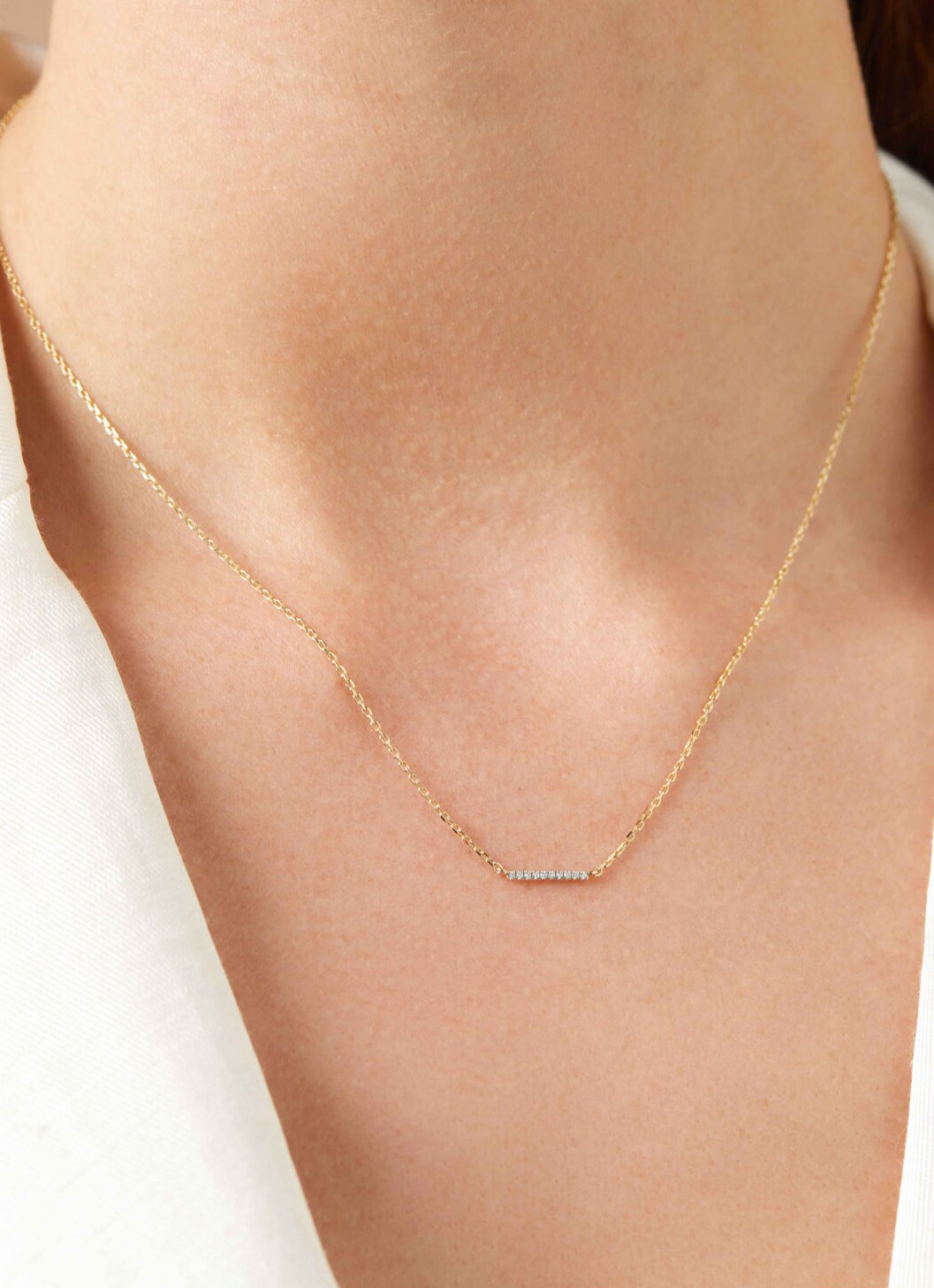 Geelgouden collier, 0.03 ct diamant, Joy