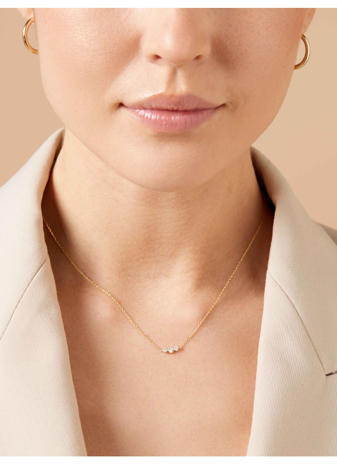 Geelgouden collier, 0.11 ct diamant, Joy