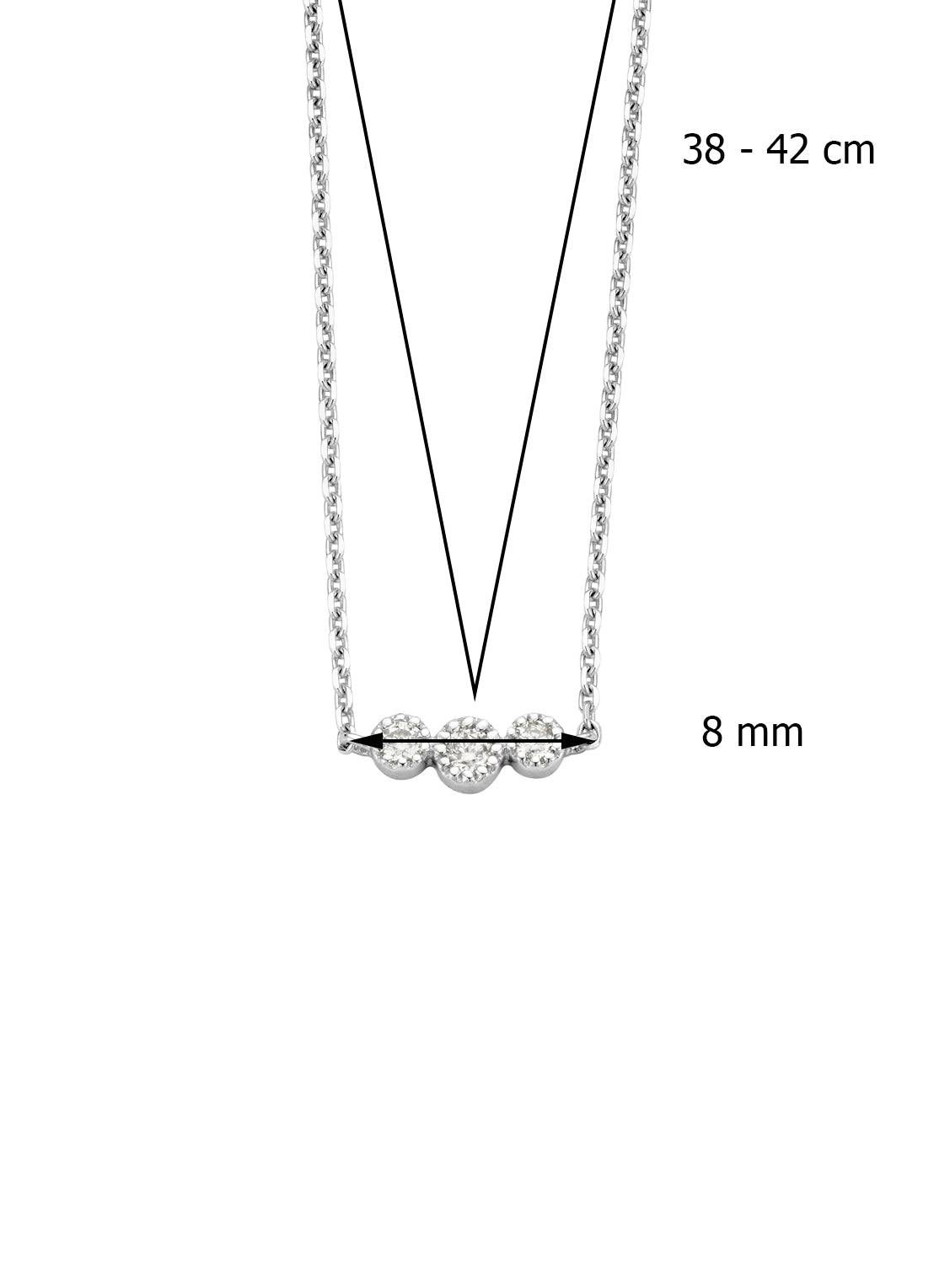 Witgouden collier, 0.11 ct diamant, Joy
